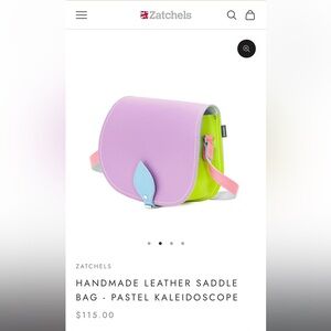 Zatchels Handmade Leather Saddle Bag- Pastel Kaleidoscope